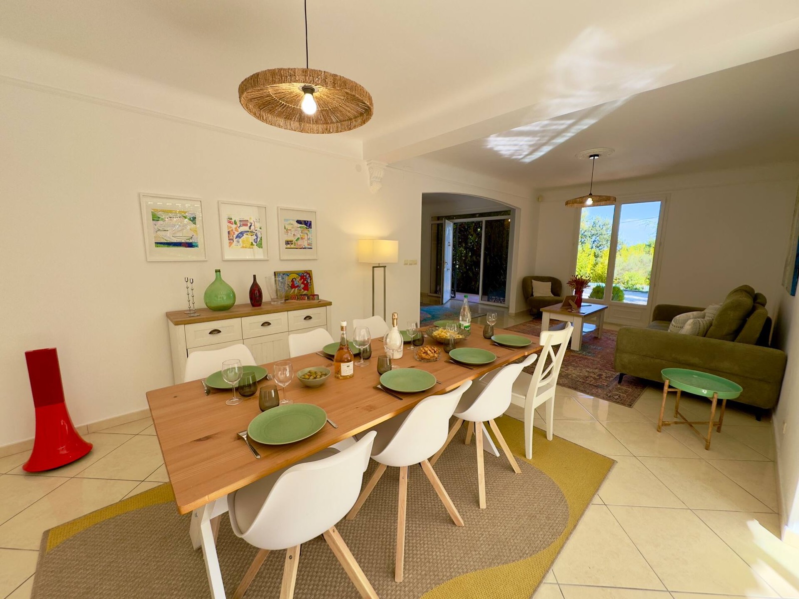 The dining room, table set